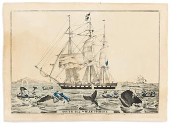 (WHALING.) [Nathaniel Currier]. South Sea Whale Fishery.                                                                                         